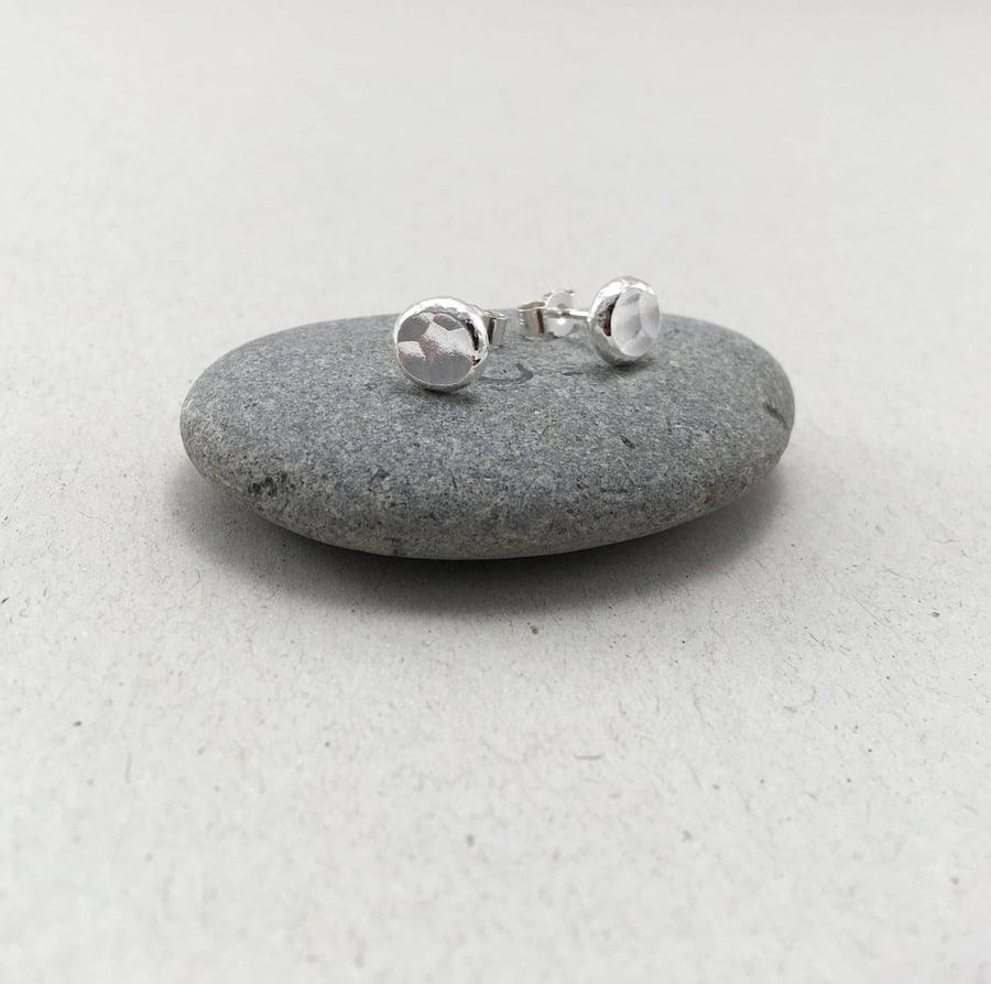 Sterling Silver Pebble Stud Earrings