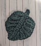 Leaf coaster, recycled yarn, cotton coasters, plant lovers gift, chunky coaster