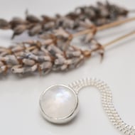 Moonstone silver pendant necklace