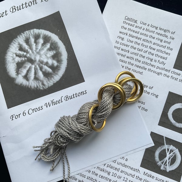 Kit to Make 6 x Dorset Cross Wheel Buttons, Mid Grey
