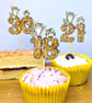 Cat Birthday Cupcake Toppers, Holographic Sparkle Age milestone Cake Decorations
