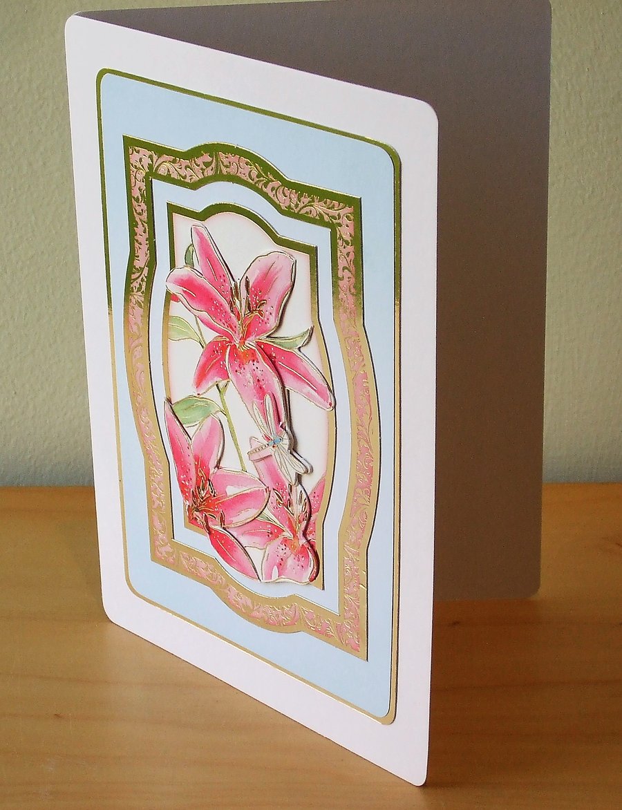 Blank Card, Pink Lilies (503) 