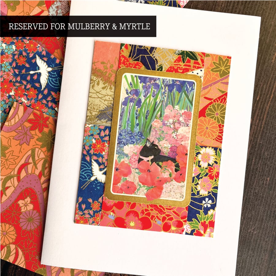 Black cat card, blank handmade card for cat lover, card to frame