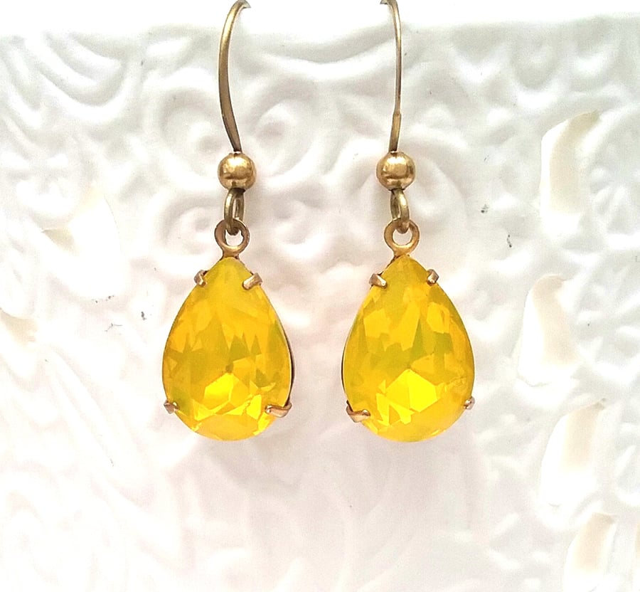 Yellow Opal Glass Earrings...