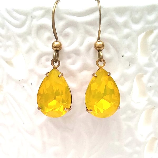 Yellow Opal Glass Earrings...