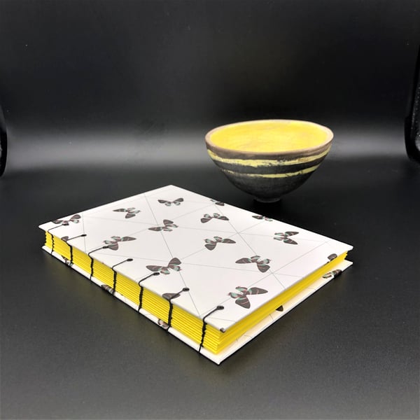 Butterflies from the dark side? A5 Coptic stitch notebook journal