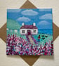 Hollyhock Cottage, blank greetings card - Image 1