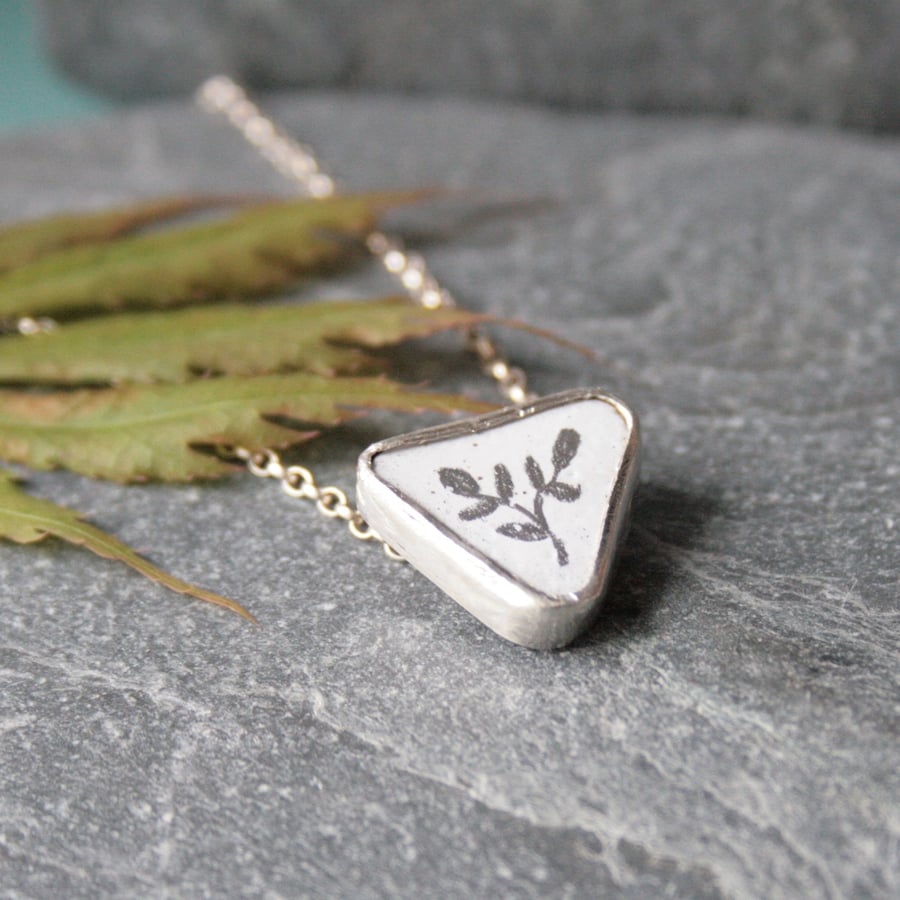 Enamel and graphite silver necklace