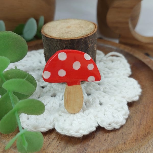 Mushroom pin badge, brooch for nature lovers