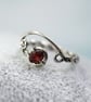 Garnet Twist Ring - Viking Style Rustic Jewellery. Silver with Deep Red Gem - Image 3