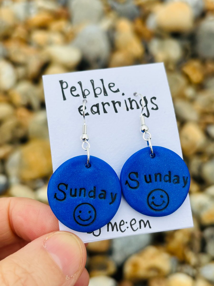 Sunday Pebble Earrings with happy face design