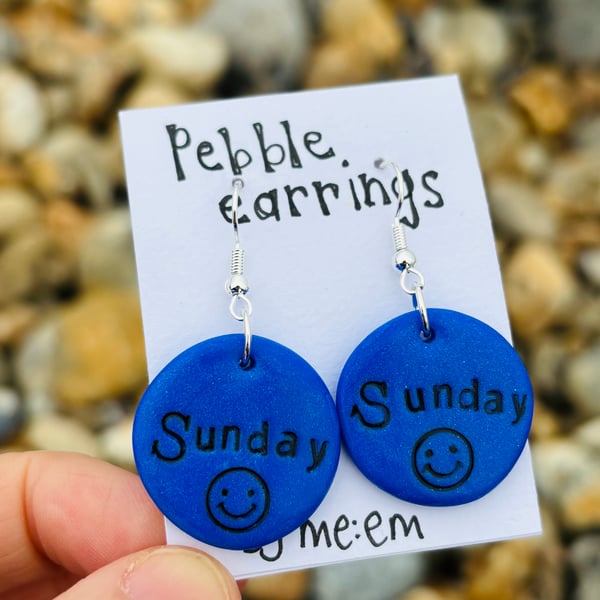 Sunday Pebble Earrings with happy face design
