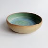 Beautiful handmade ceramic stoneware pasta bowl Gardom's blue-green glaze