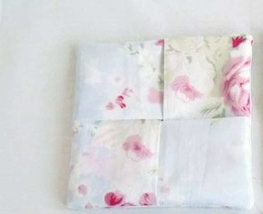 pale blue floral cotton sanitary towel holder, discrete towel pouch for your bag