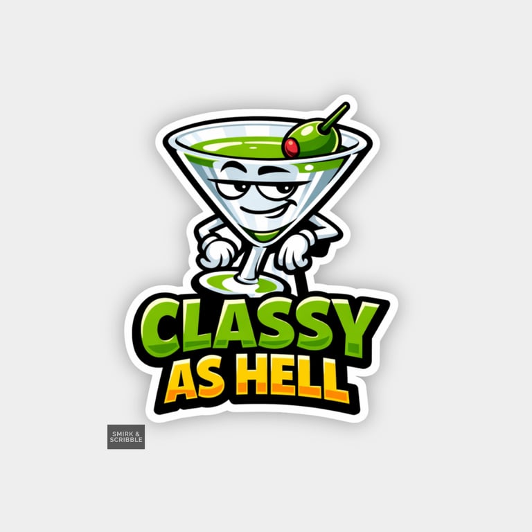 Funny Cheeky Novelty Sticker For Adults - Classy Martini