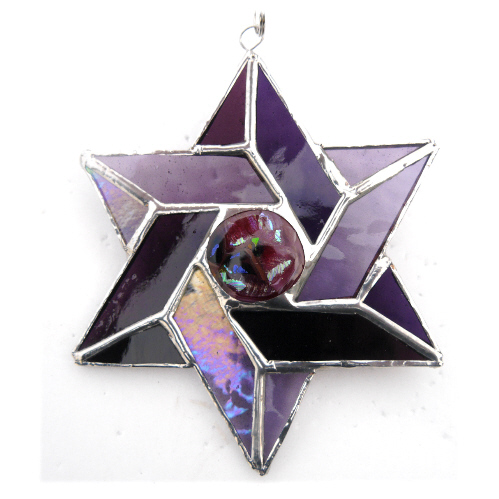 Star of David (Magen David) Suncatcher Stained Glass Purple 022