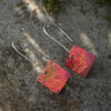 Burnt Orange  Square Dangle Earrings