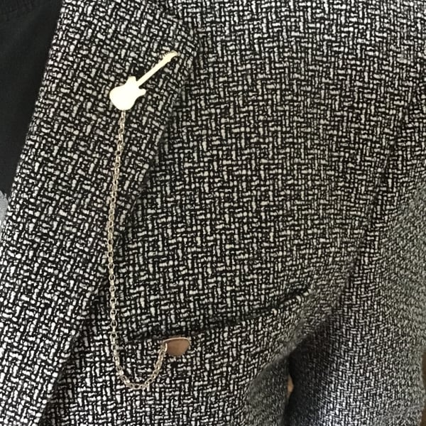 Unique Handmade Sterling Silver Guitar Lapel or Tie pin 