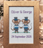 Personalised Wedding Mice Cross Stitch – Framed Keepsake - Grooms - Image 1