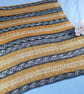 Hand Knitted Fair Isle Baby Blanket in Mustard Yellow and Grey - Image 2