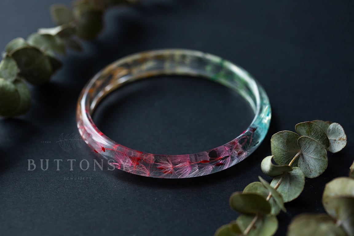 Rainbow Dandelion Bangle Skinny Stacking Bangle Resin Bangle Stacking Bangles Gi