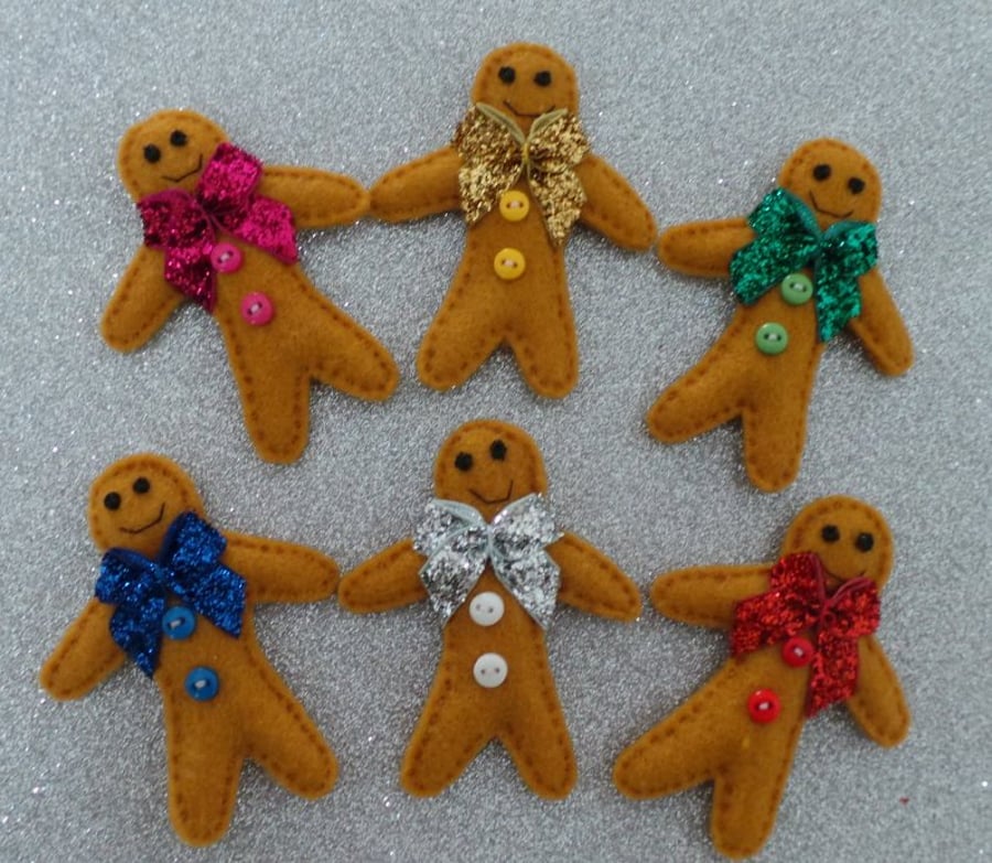 SPECIAL OFFER MIX & MATCH 2 Felt Gingerbread Men brooches and or decorations