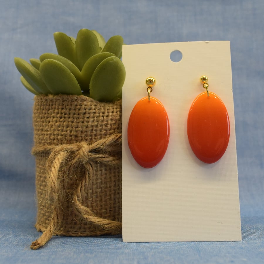 Smooth Large Oval Drop Earrings