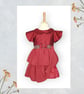 Red Taffeta and Chiffon Party Dress with Bow. Age 2-3yrs. G32 - Image 2