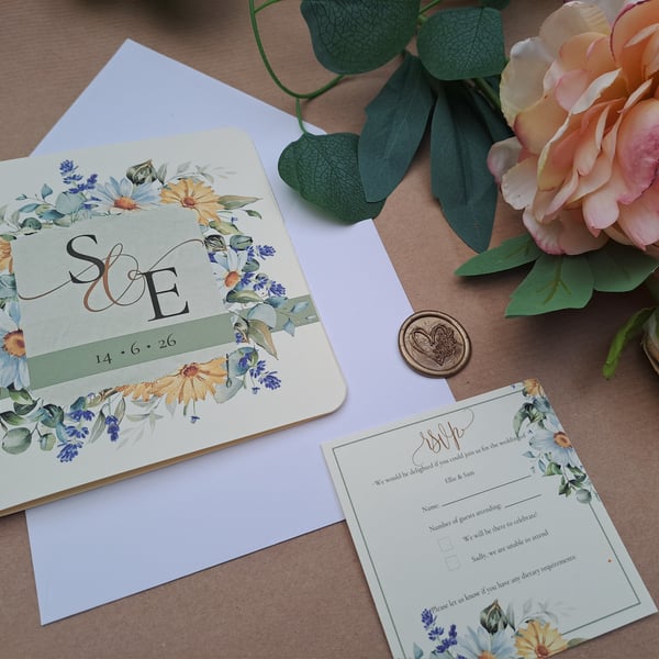 Wedding Invitation and RSVP Card Set (Rectangular) 