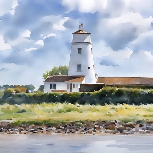 A4 Print Of The Sir Peter Scott Lighthouse (East Bank Lighthouse) Watercolour 