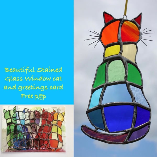 Stained Glass Window Cat gift pack 