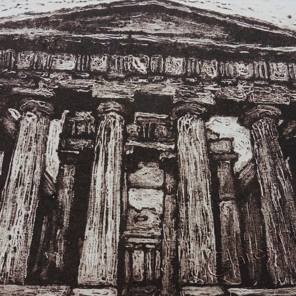 Temple of Concordia Limited Edition Original Collagraph Print Art 