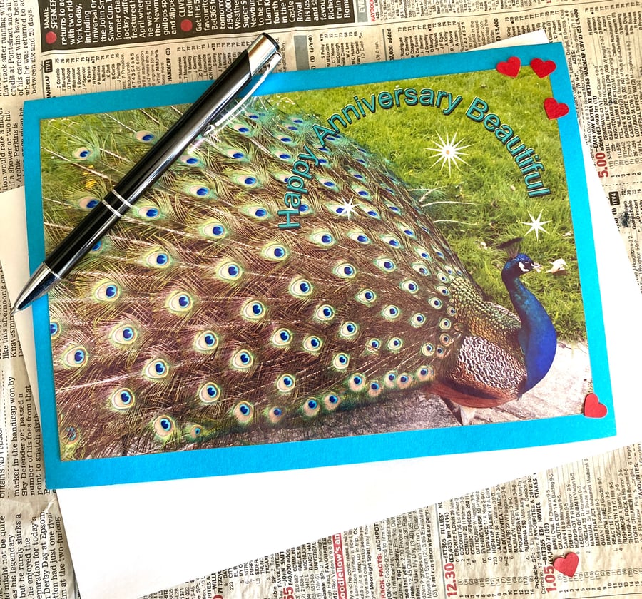 Large Card -Anniversary Peacock