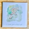 I love you a hole lot, Watercolour Worm Card, Blank interior. 