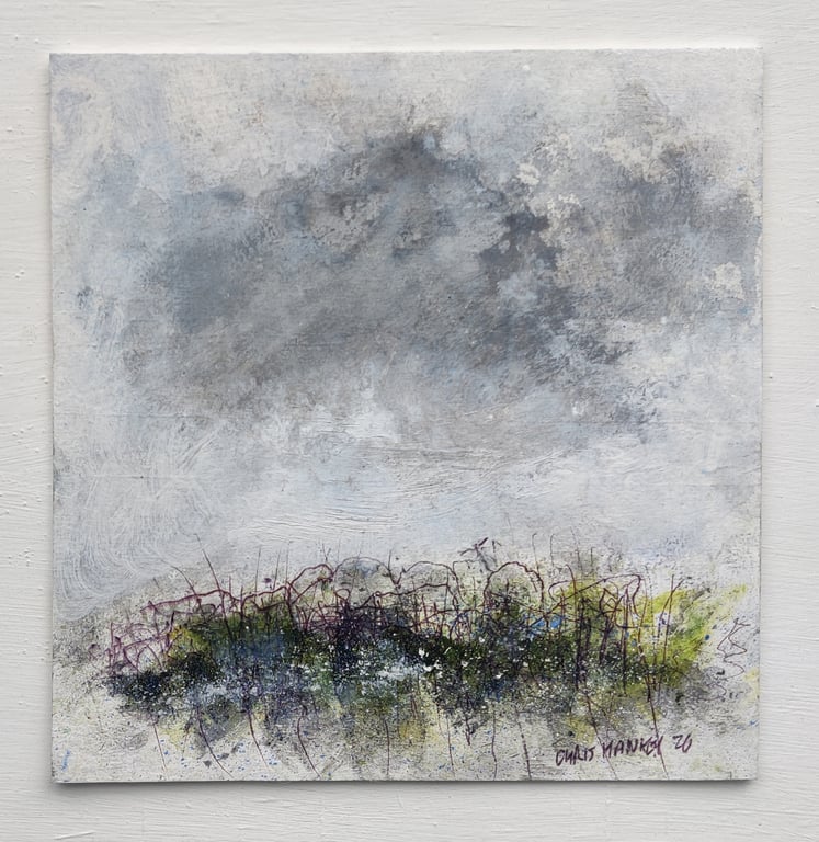 Rainy Day Ynysek Syllan 2. Oil, graphite, ink on prepared board 21x20 cm 2026