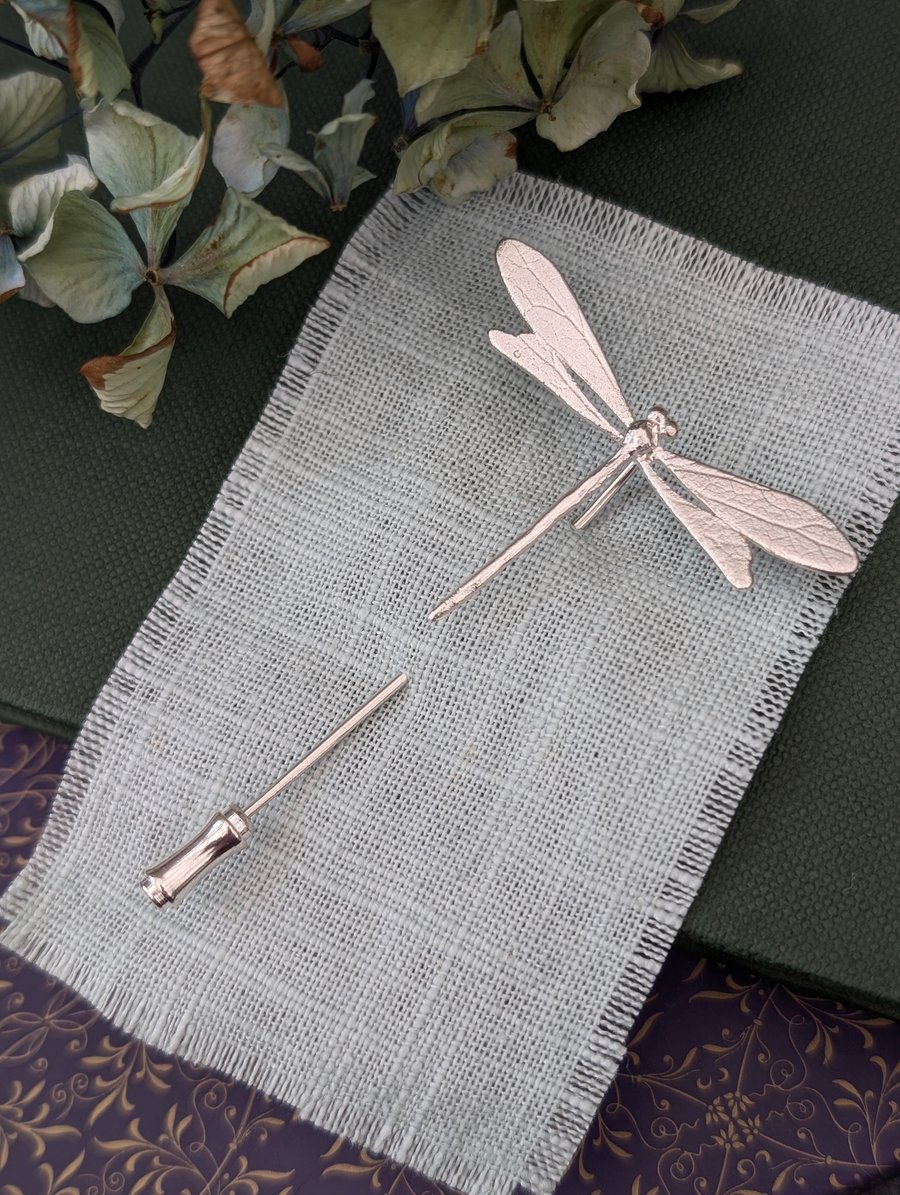 Silver Dragonfly Pin Brooch - Nature Accessory - Dragonfly Jewellery