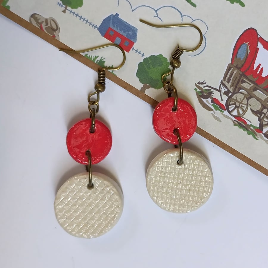 Hessian textured disc earrings 