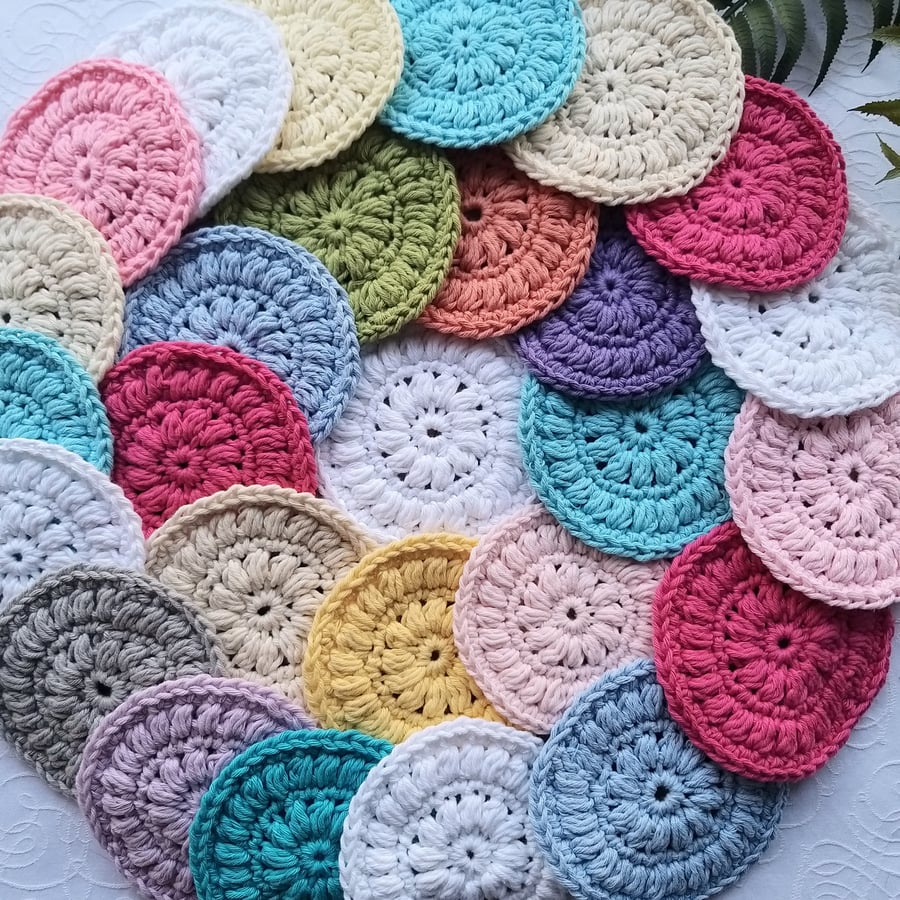 Set of 7 Lucky Dip Reusable Cotton Face Scrubbies  