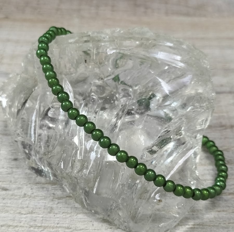 Green miracle bead anklet