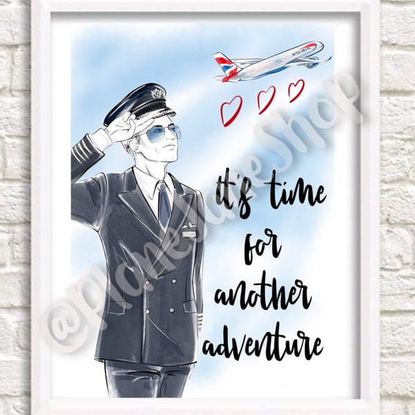 British Airways Pilot Travel Print