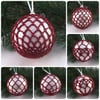 Christmas baubles boxed set of 6 large decorated with crochet lace (A43)