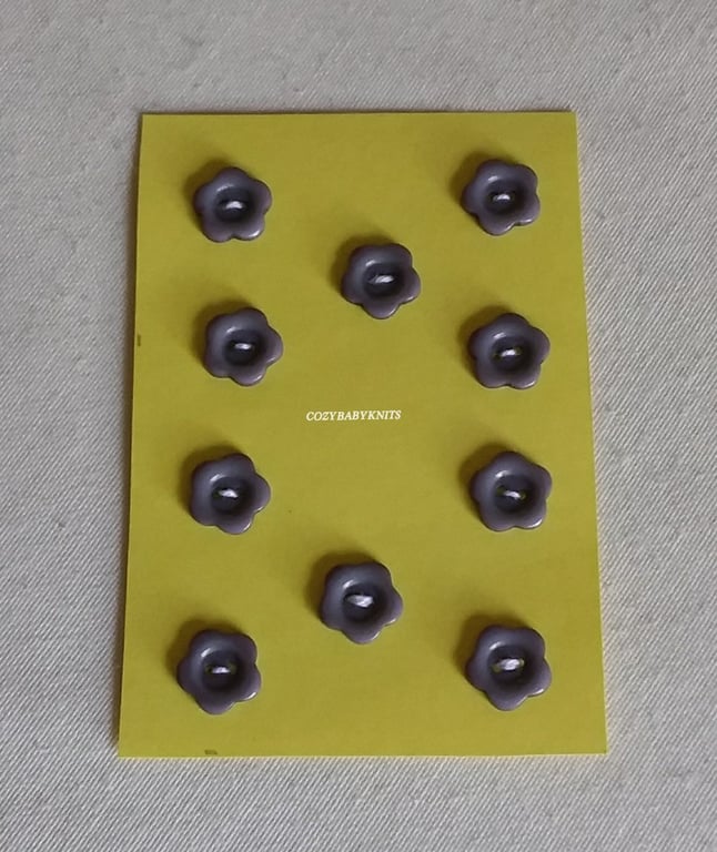 13MM GREY FLOWER BUTTON WITH TWO HOLES FOR ATTACHING 