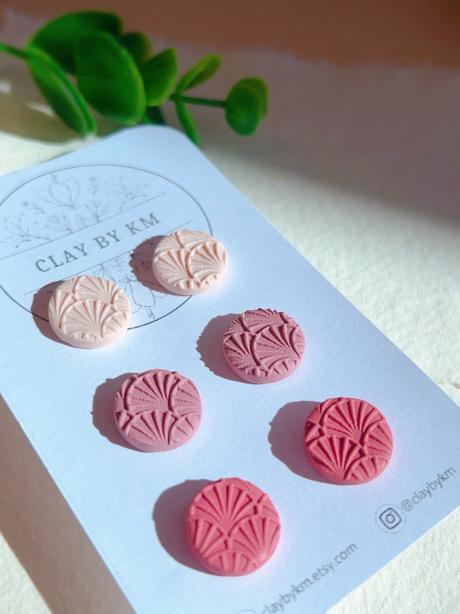 Botanical Rose Clay Stud Set - 3 Pairs - Cottagecore Gift for Her