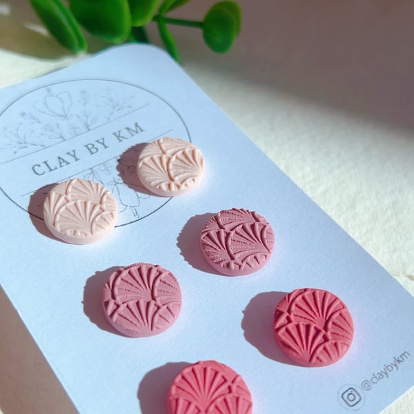 Botanical Rose Clay Stud Set - 3 Pairs - Cottagecore Gift for Her
