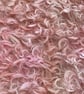 Hand dyed Helmbold mohair fur fabric "Raspberry Ripple" on 25mm Baby Pink - Image 1