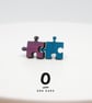 Tiny Mismatched Jigsaw Puzzle Piece Earrings - Handmade Wooden Studs Quirky Gift