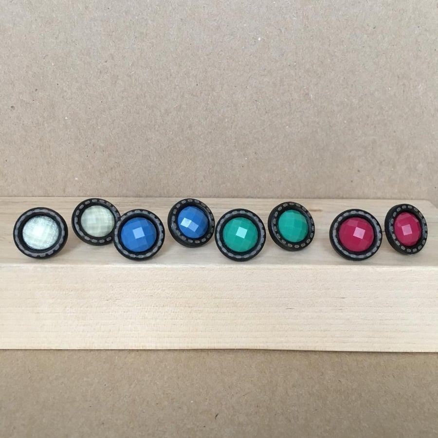 Up-cycled handmade vintage button stud earrings
