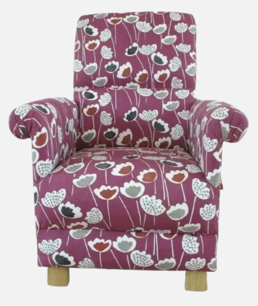 Purple Floral Armchair Accent Adult Chair Mauve Flowers Botanical Small Lilac 