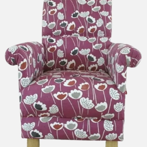 Purple Floral Armchair Accent Adult Chair Mauve Flowers Botanical Small Lilac 