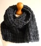 Chunky scarf for men - Guys winter knitwear - Black knitted scarf - Image 1